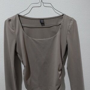 H&M Taupe Long Sleeve Blouse